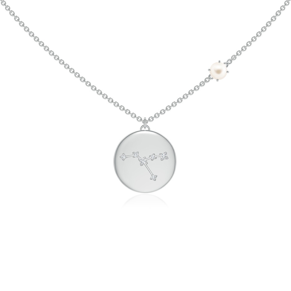 4mm AAA Freshwater Pearl Cancer Constellation Medallion Pendant in 9K White Gold 