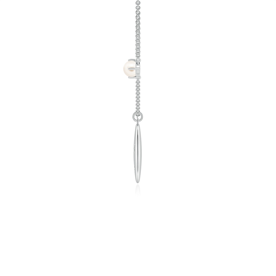 4mm AAA Freshwater Pearl Cancer Constellation Medallion Pendant in 9K White Gold side-1