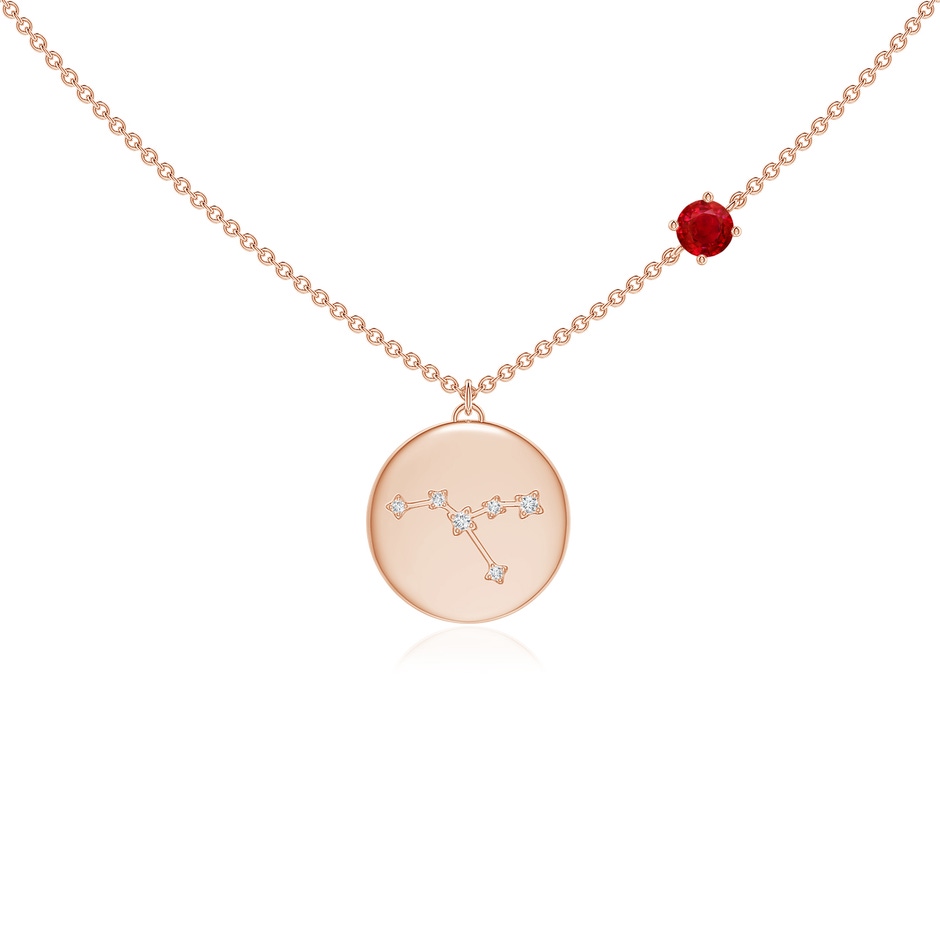 4mm AAA Ruby Cancer Constellation Medallion Pendant in Rose Gold 