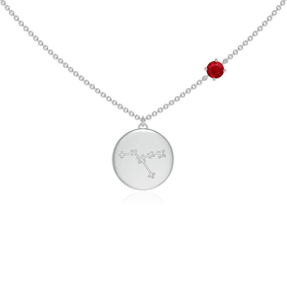 4mm AAA Ruby Cancer Constellation Medallion Pendant in White Gold 