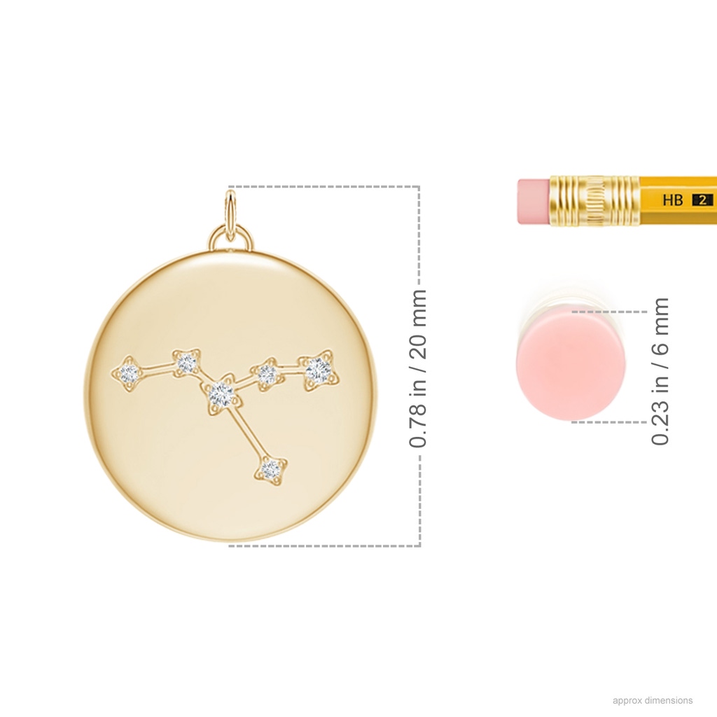 4mm AAA Ruby Cancer Constellation Medallion Pendant in Yellow Gold Ruler