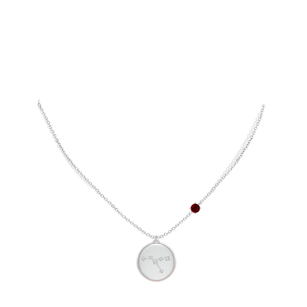 4mm AAAA Ruby Cancer Constellation Medallion Pendant in S999 Silver Body-Neck