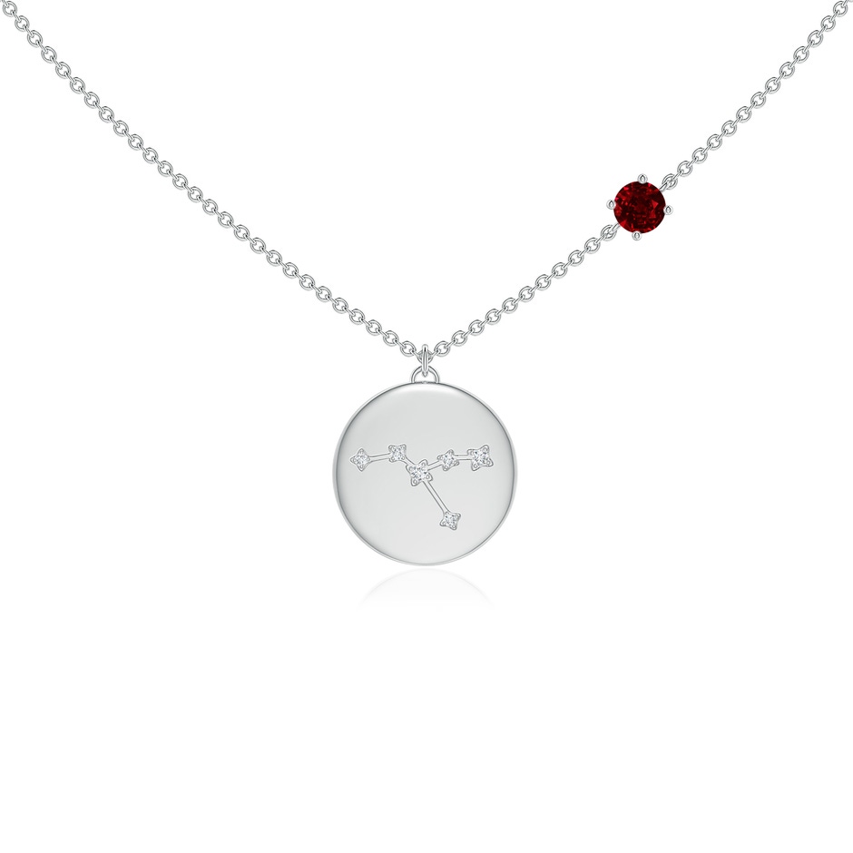 4mm AAAA Ruby Cancer Constellation Medallion Pendant in White Gold 