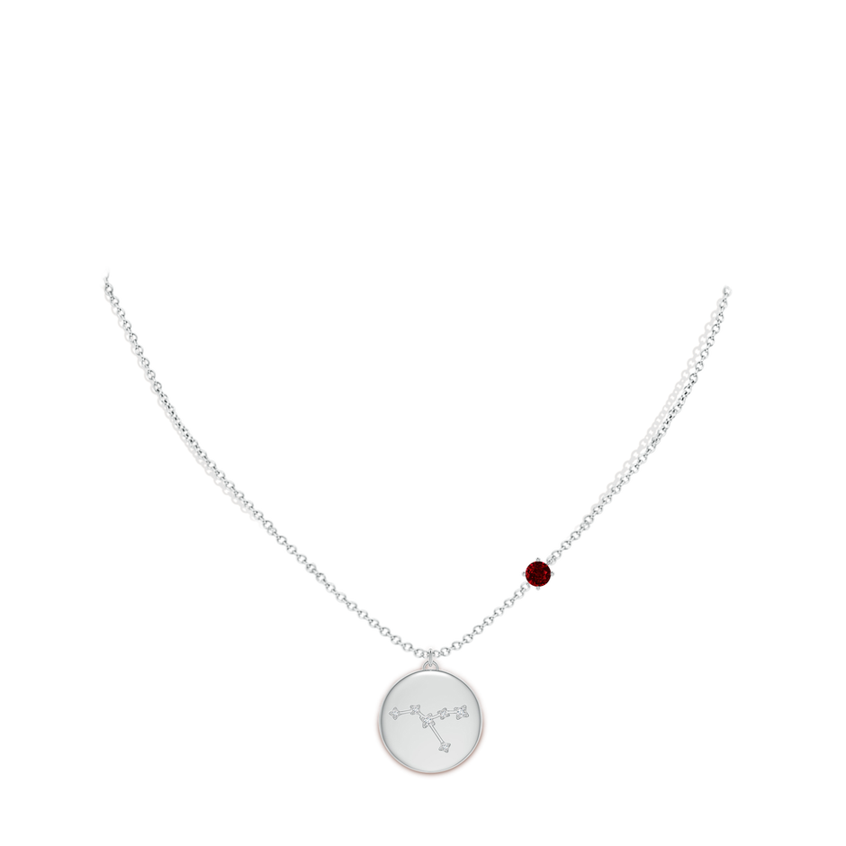 4mm AAAA Ruby Cancer Constellation Medallion Pendant in White Gold body-neck