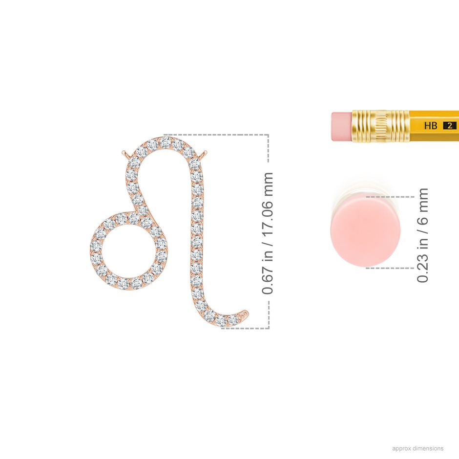 1mm GVS2 Diamond Leo Zodiac Sign Pendant in Rose Gold ruler