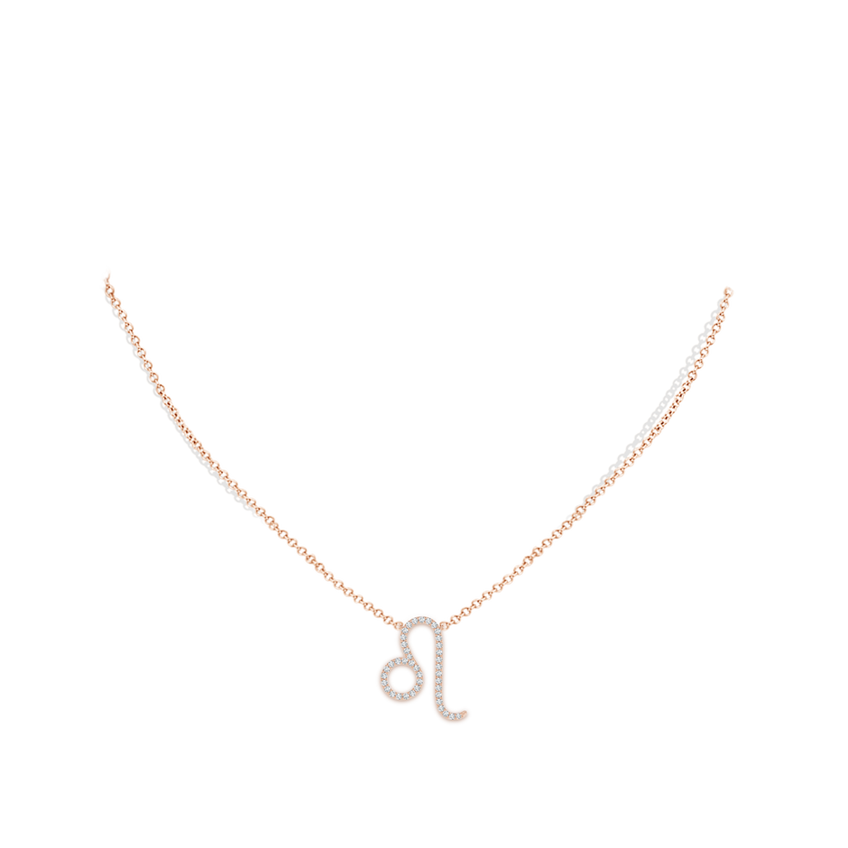1mm GVS2 Diamond Leo Zodiac Sign Pendant in Rose Gold body-neck