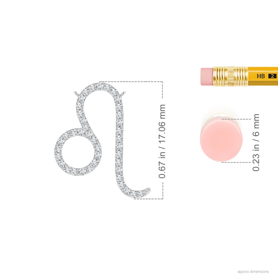 1mm GVS2 Diamond Leo Zodiac Sign Pendant in White Gold ruler