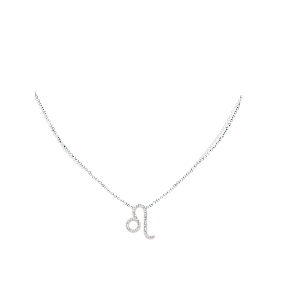 1mm GVS2 Diamond Leo Zodiac Sign Pendant in White Gold body-neck