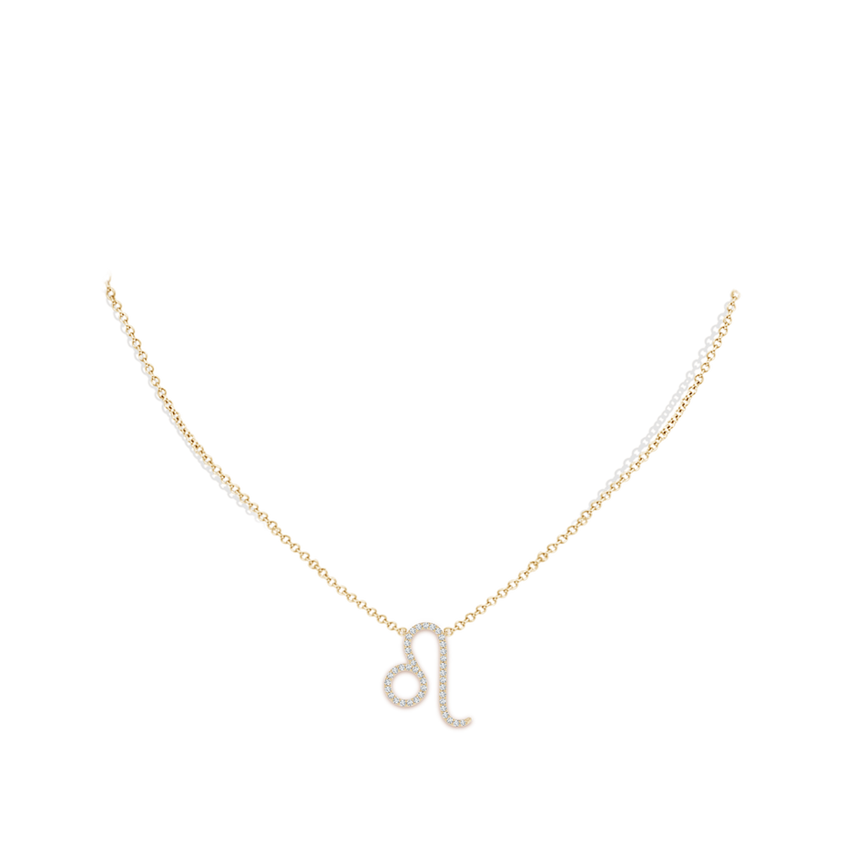 1mm GVS2 Diamond Leo Zodiac Sign Pendant in Yellow Gold body-neck