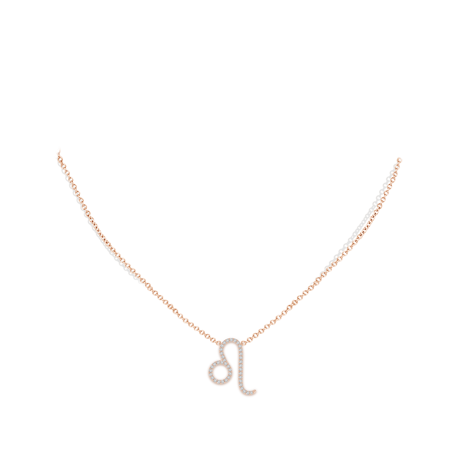 1mm HSI2 Diamond Leo Zodiac Sign Pendant in Rose Gold body-neck