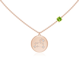 4mm AAA Peridot Leo Constellation Medallion Pendant in Rose Gold
