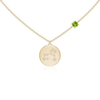 4mm AAA Peridot Leo Constellation Medallion Pendant in Yellow Gold