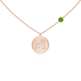 4mm AAAA Peridot Leo Constellation Medallion Pendant in Rose Gold