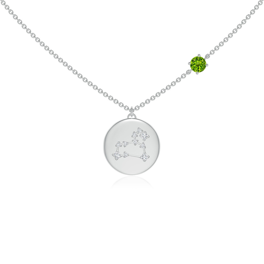 4mm AAAA Peridot Leo Constellation Medallion Pendant in S999 Silver