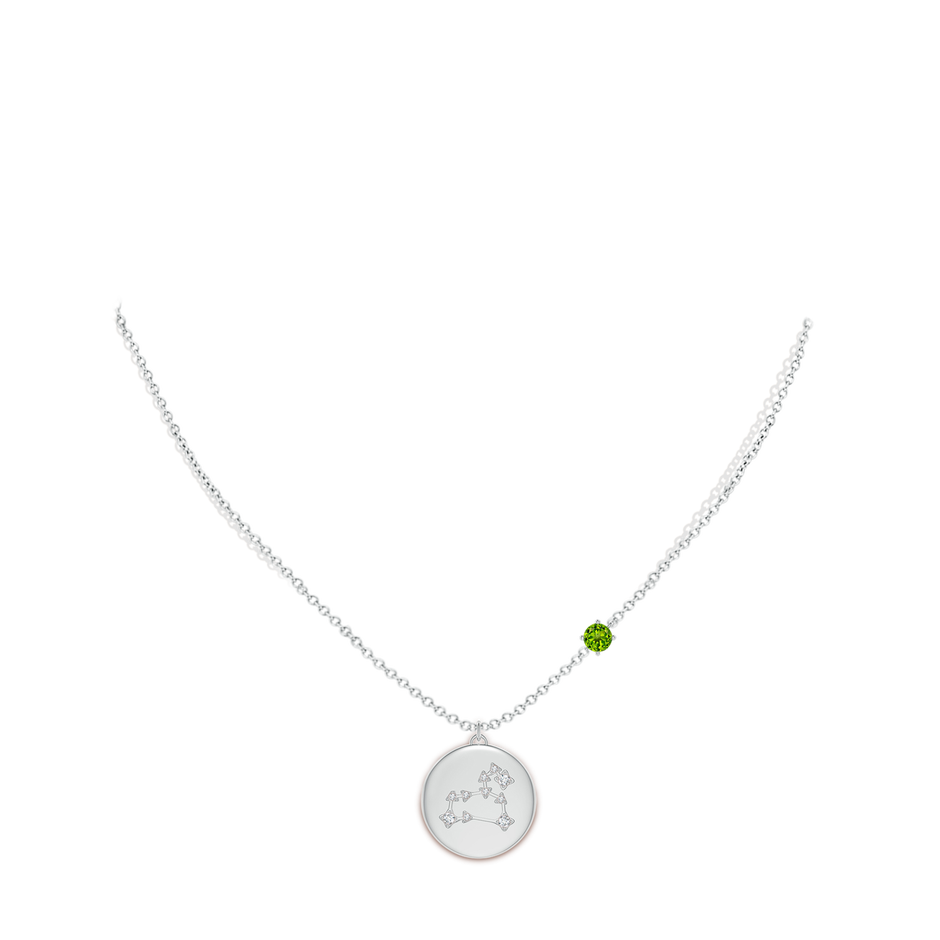 4mm AAAA Peridot Leo Constellation Medallion Pendant in S999 Silver body-neck