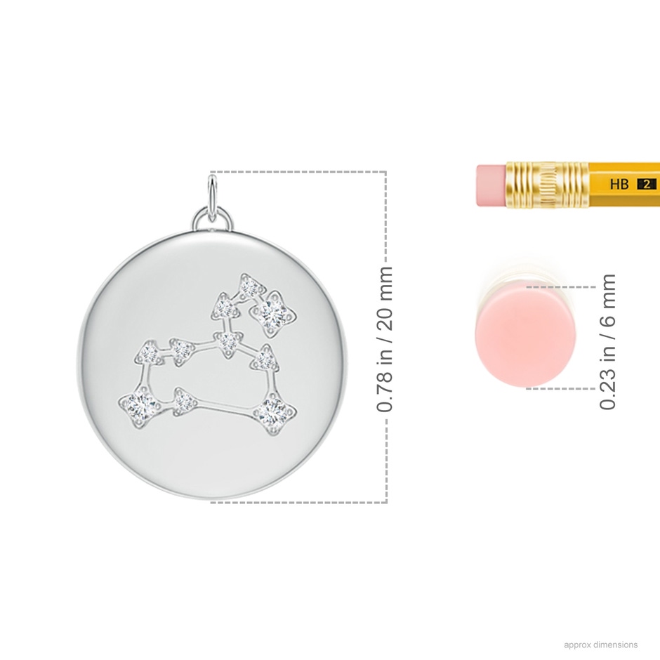 4mm AAA Ruby Leo Constellation Medallion Pendant in White Gold ruler