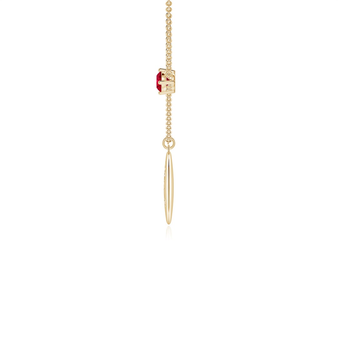 4mm AAA Ruby Leo Constellation Medallion Pendant in Yellow Gold - side 2