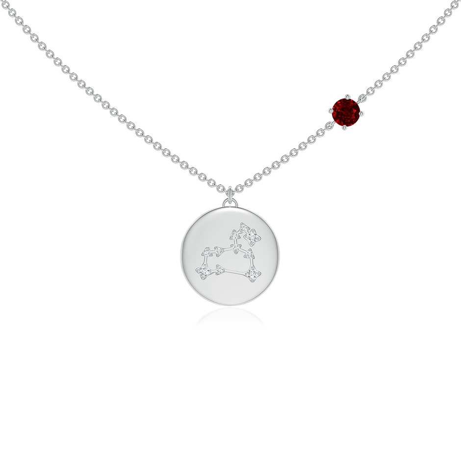 4mm AAAA Ruby Leo Constellation Medallion Pendant in White Gold 