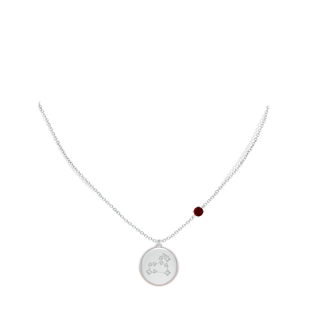 4mm AAAA Ruby Leo Constellation Medallion Pendant in White Gold Body-Neck