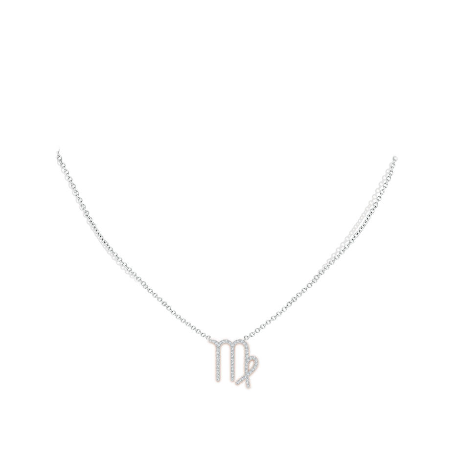 1mm GVS2 Diamond Virgo Zodiac Sign Pendant in White Gold body-neck