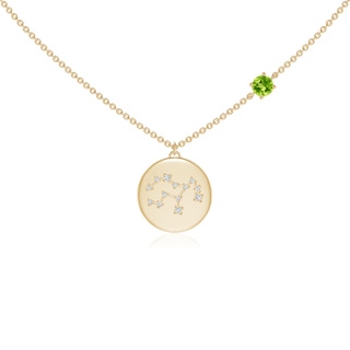 4mm AAA Peridot Virgo Constellation Medallion Pendant in Yellow Gold