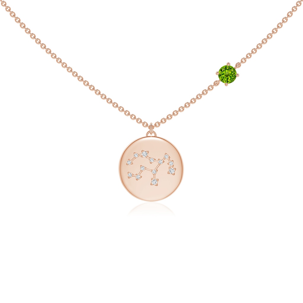 4mm AAAA Peridot Virgo Constellation Medallion Pendant in Rose Gold