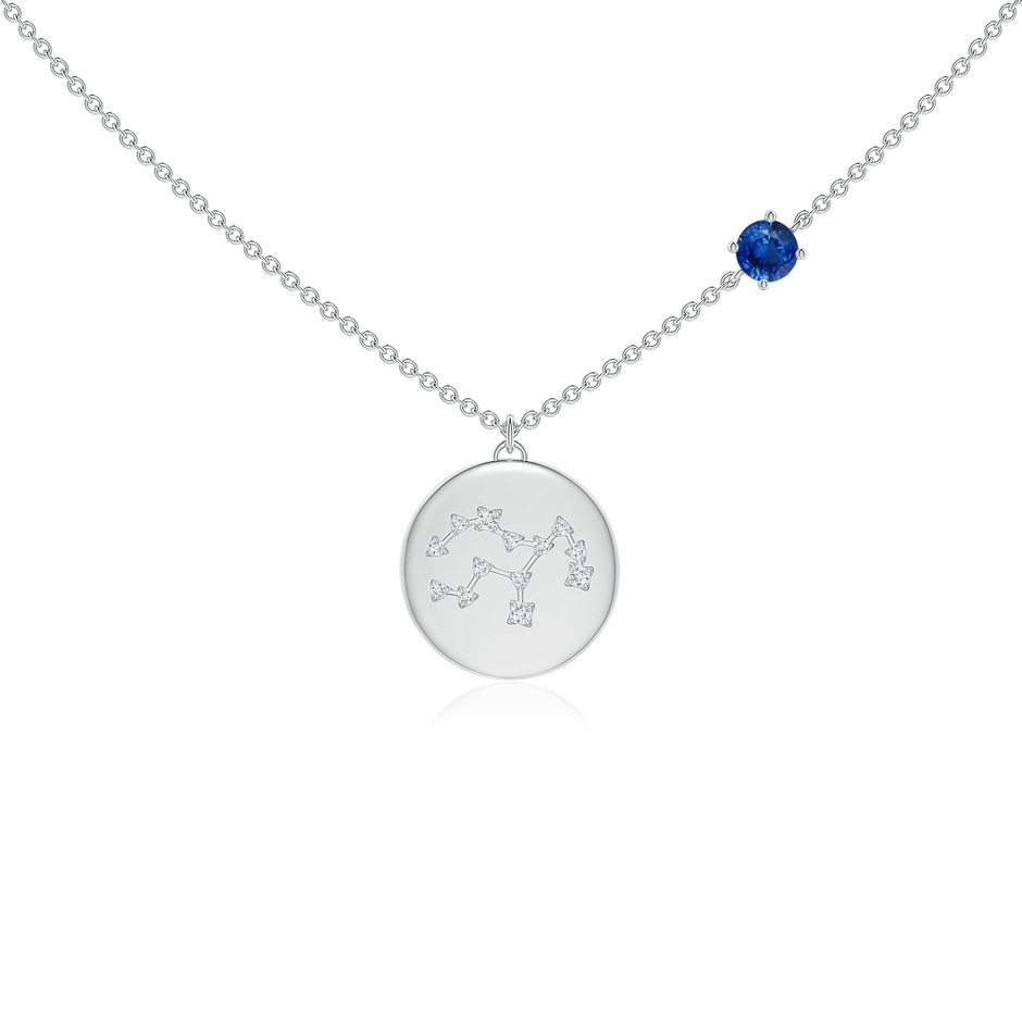 4mm AAA Sapphire Virgo Constellation Medallion Pendant in White Gold 