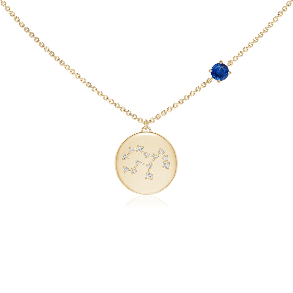 4mm AAA Sapphire Virgo Constellation Medallion Pendant in Yellow Gold 