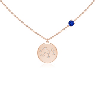 4mm AAAA Sapphire Virgo Constellation Medallion Pendant in Rose Gold