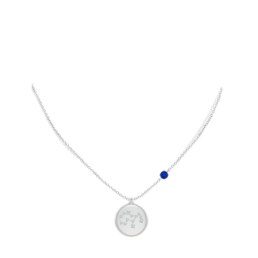 4mm AAAA Sapphire Virgo Constellation Medallion Pendant in S999 Silver Body-Neck