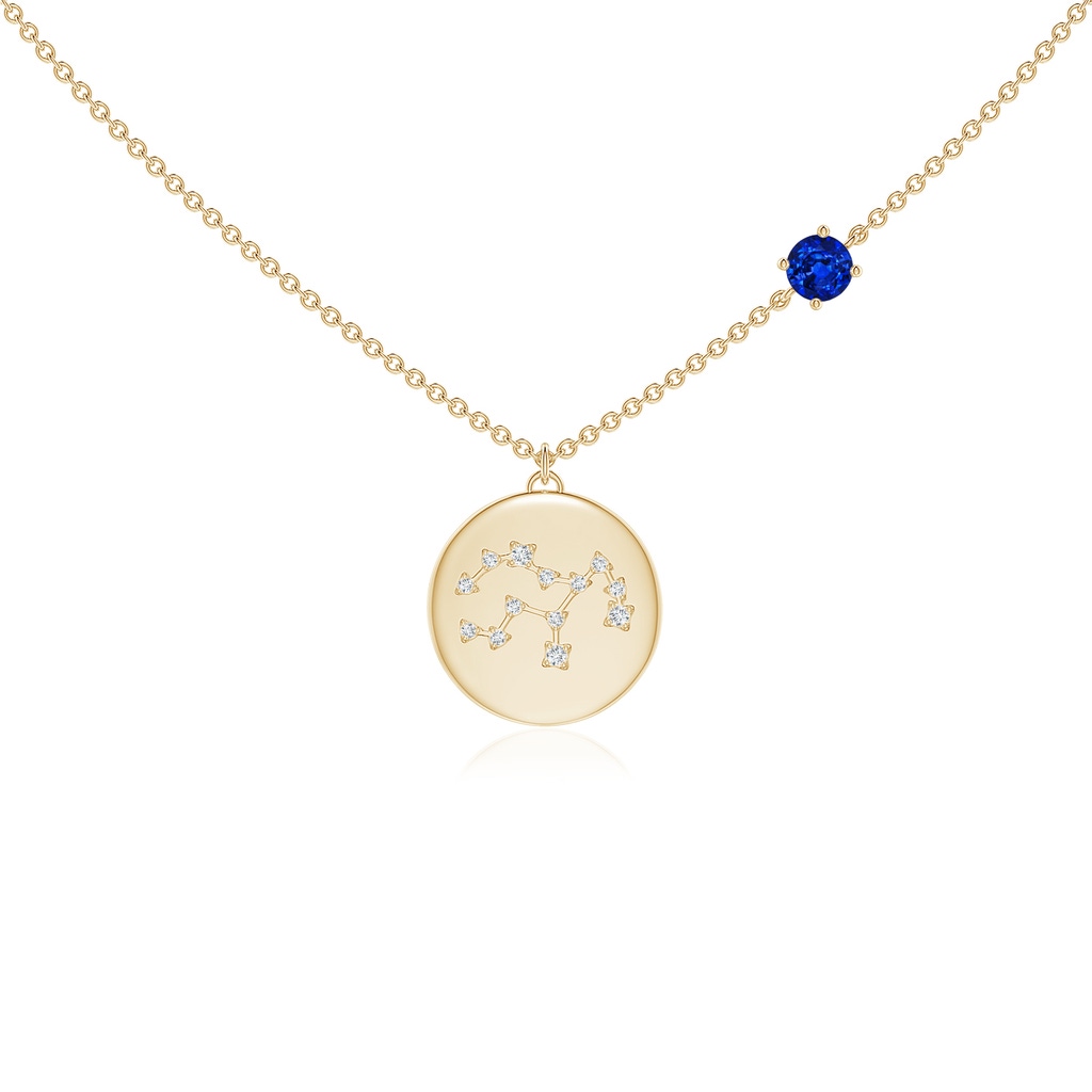 4mm AAAA Sapphire Virgo Constellation Medallion Pendant in Yellow Gold