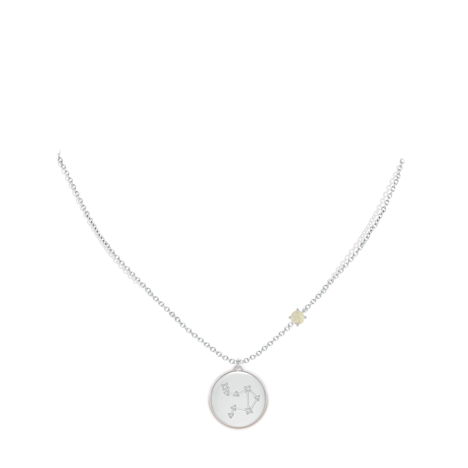 4mm AAA Opal Libra Constellation Medallion Pendant in White Gold body-neck
