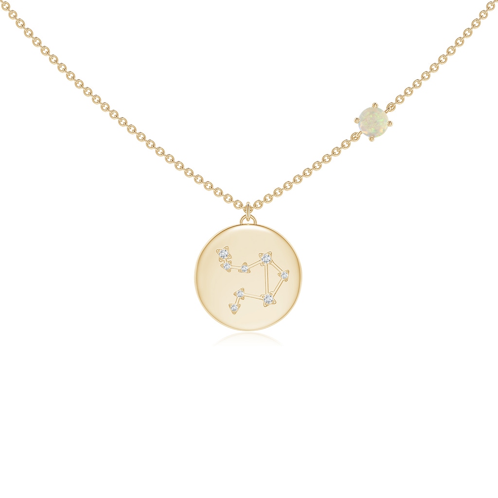 4mm AAA Opal Libra Constellation Medallion Pendant in Yellow Gold