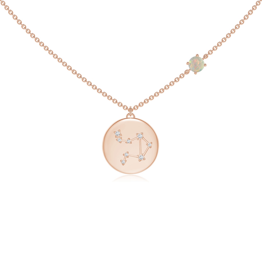 4mm AAAA Opal Libra Constellation Medallion Pendant in Rose Gold