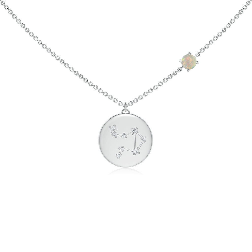 4mm AAAA Opal Libra Constellation Medallion Pendant in White Gold