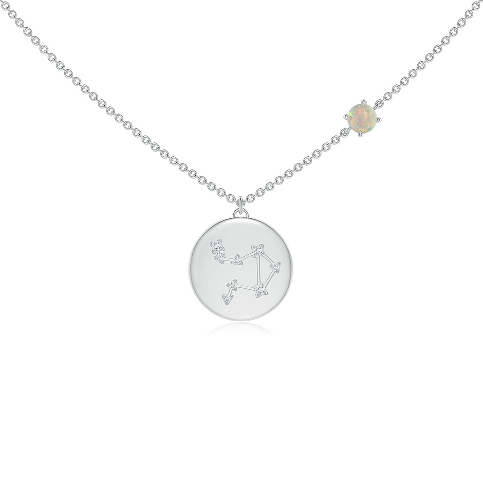 4mm AAAA Opal Libra Constellation Medallion Pendant in White Gold 