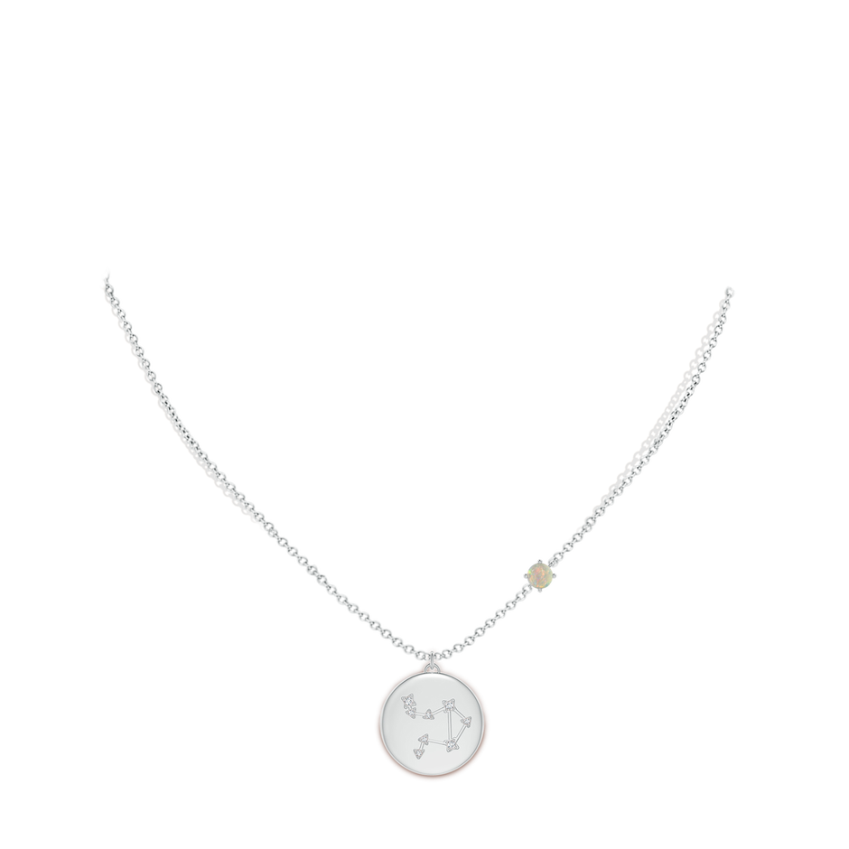 4mm AAAA Opal Libra Constellation Medallion Pendant in White Gold body-neck