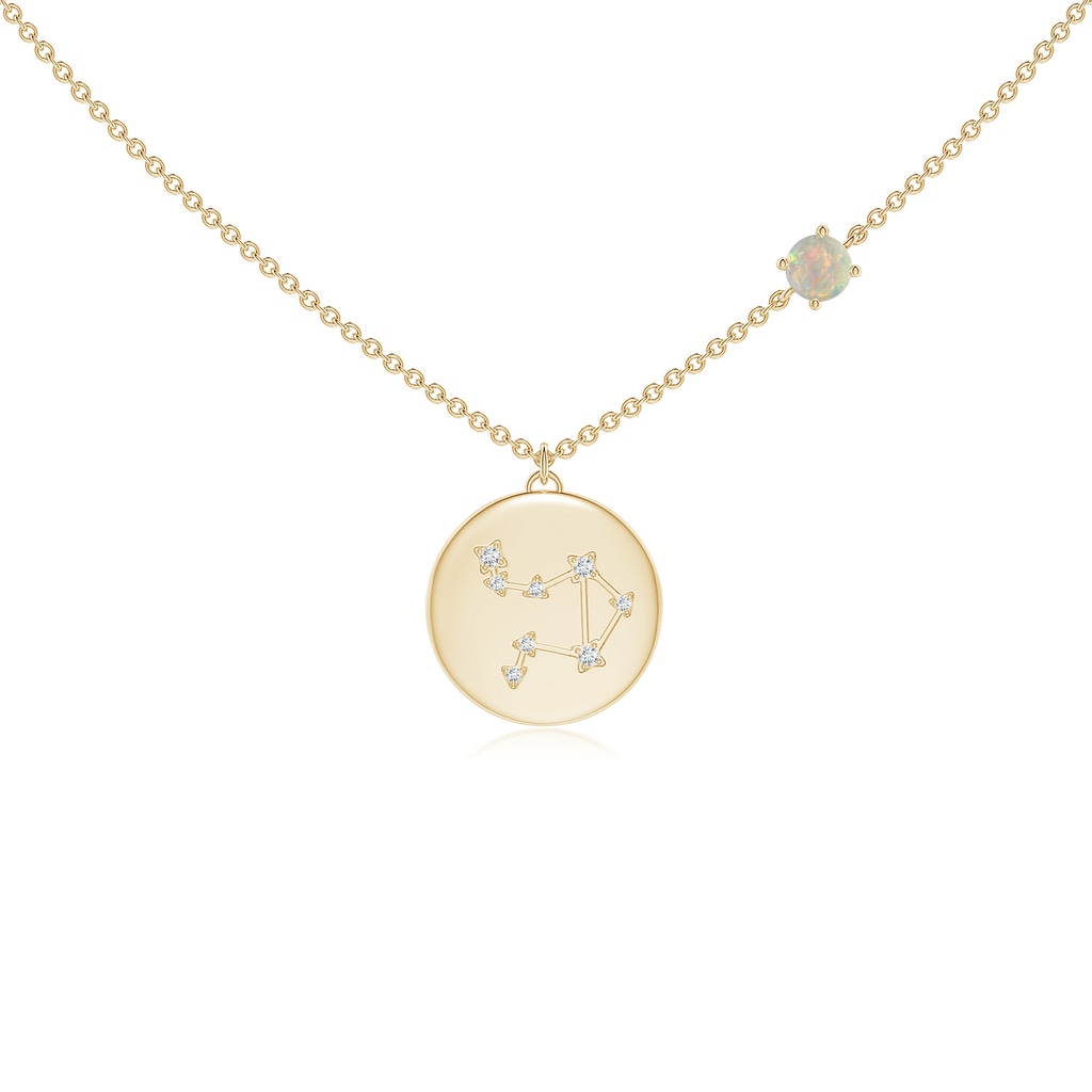 4mm AAAA Opal Libra Constellation Medallion Pendant in Yellow Gold