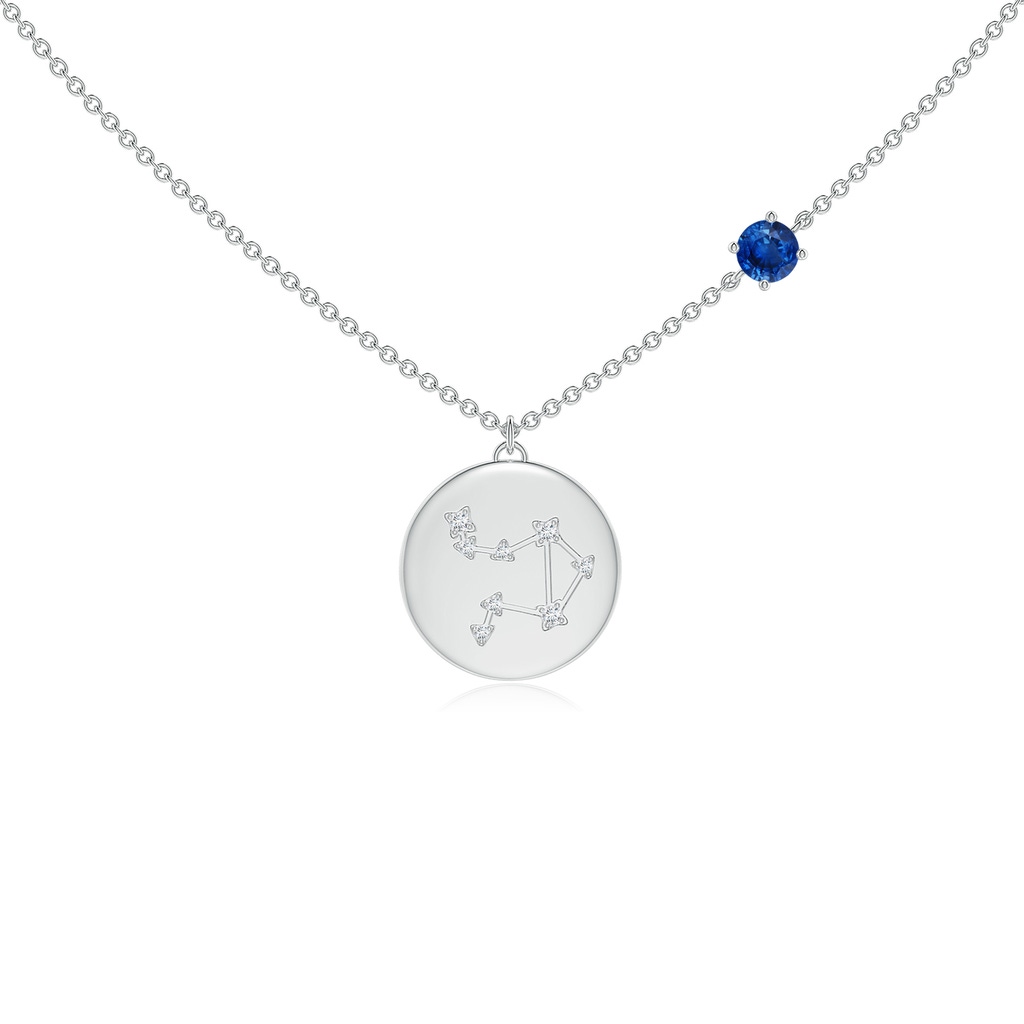 4mm AAA Sapphire Libra Constellation Medallion Pendant in White Gold