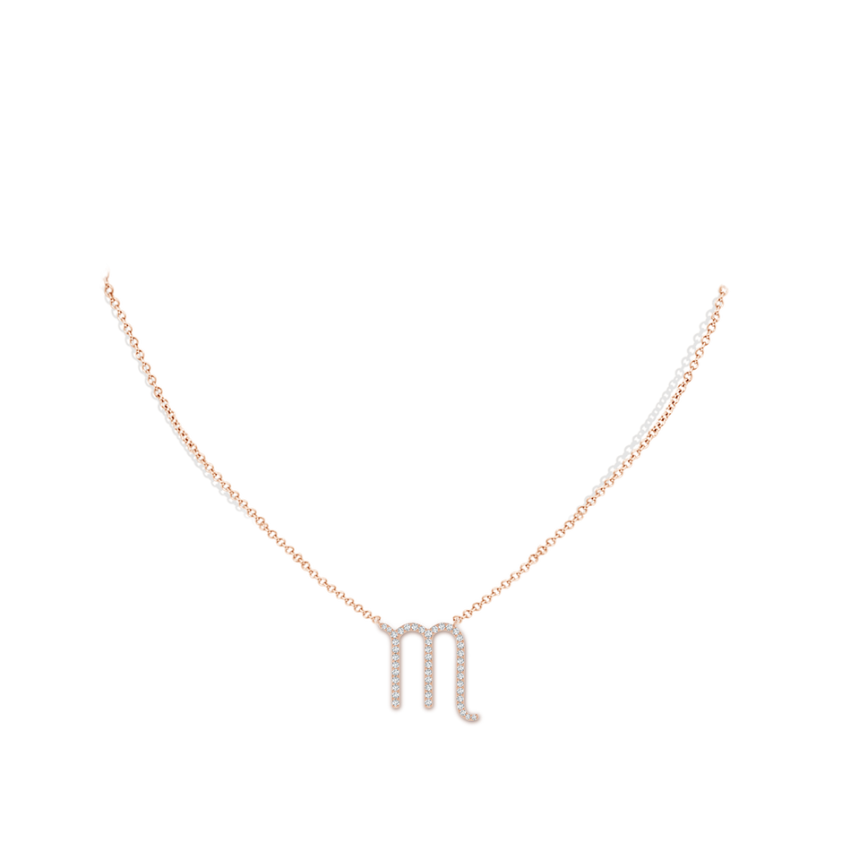 1.1mm GVS2 Diamond Scorpio Zodiac Sign Pendant in Rose Gold body-neck