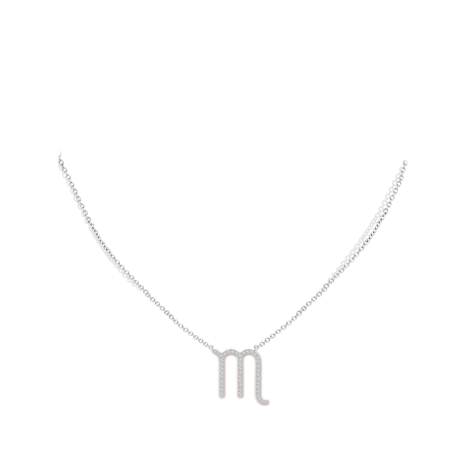 1.1mm HSI2 Diamond Scorpio Zodiac Sign Pendant in White Gold body-neck