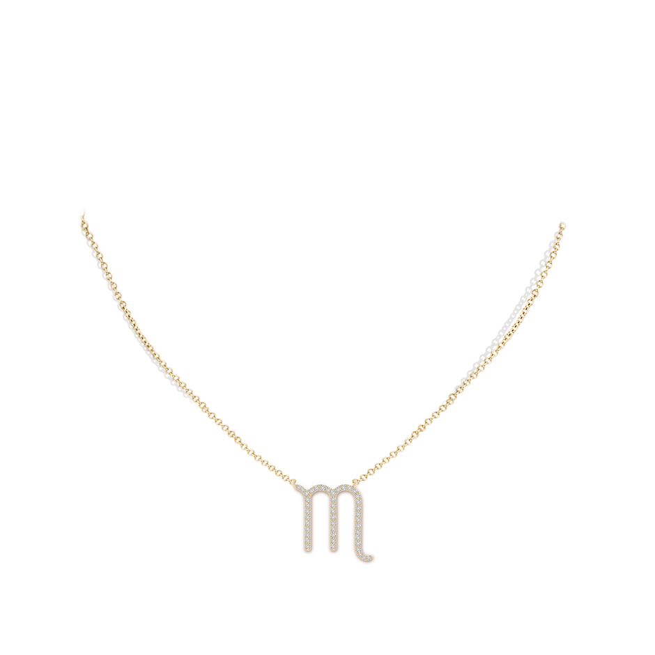 1.1mm HSI2 Diamond Scorpio Zodiac Sign Pendant in Yellow Gold body-neck