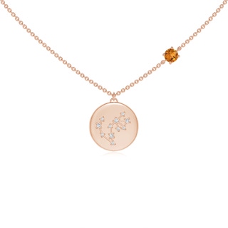 4mm AAA Citrine Scorpio Constellation Medallion Pendant in Rose Gold