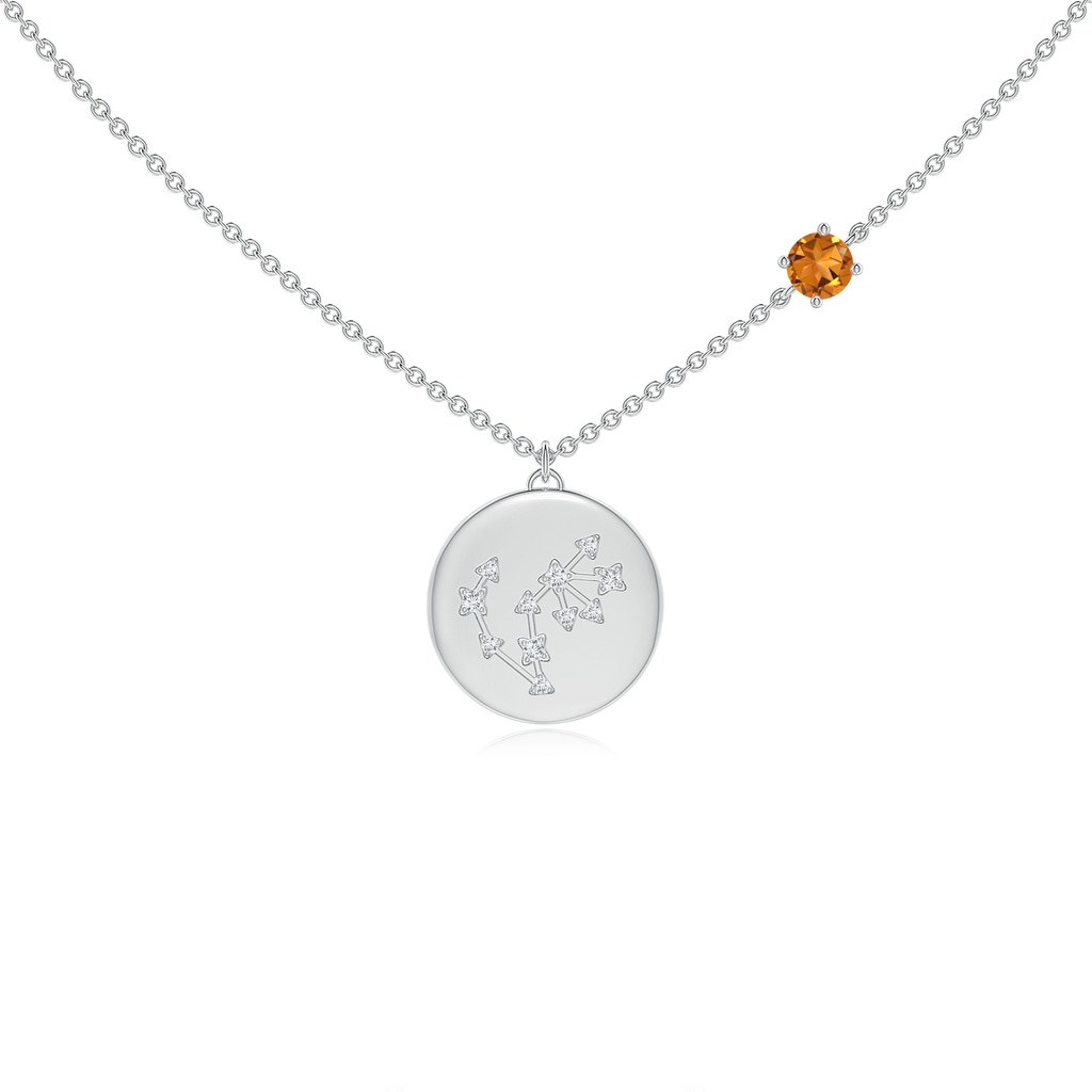 4mm AAA Citrine Scorpio Constellation Medallion Pendant in White Gold