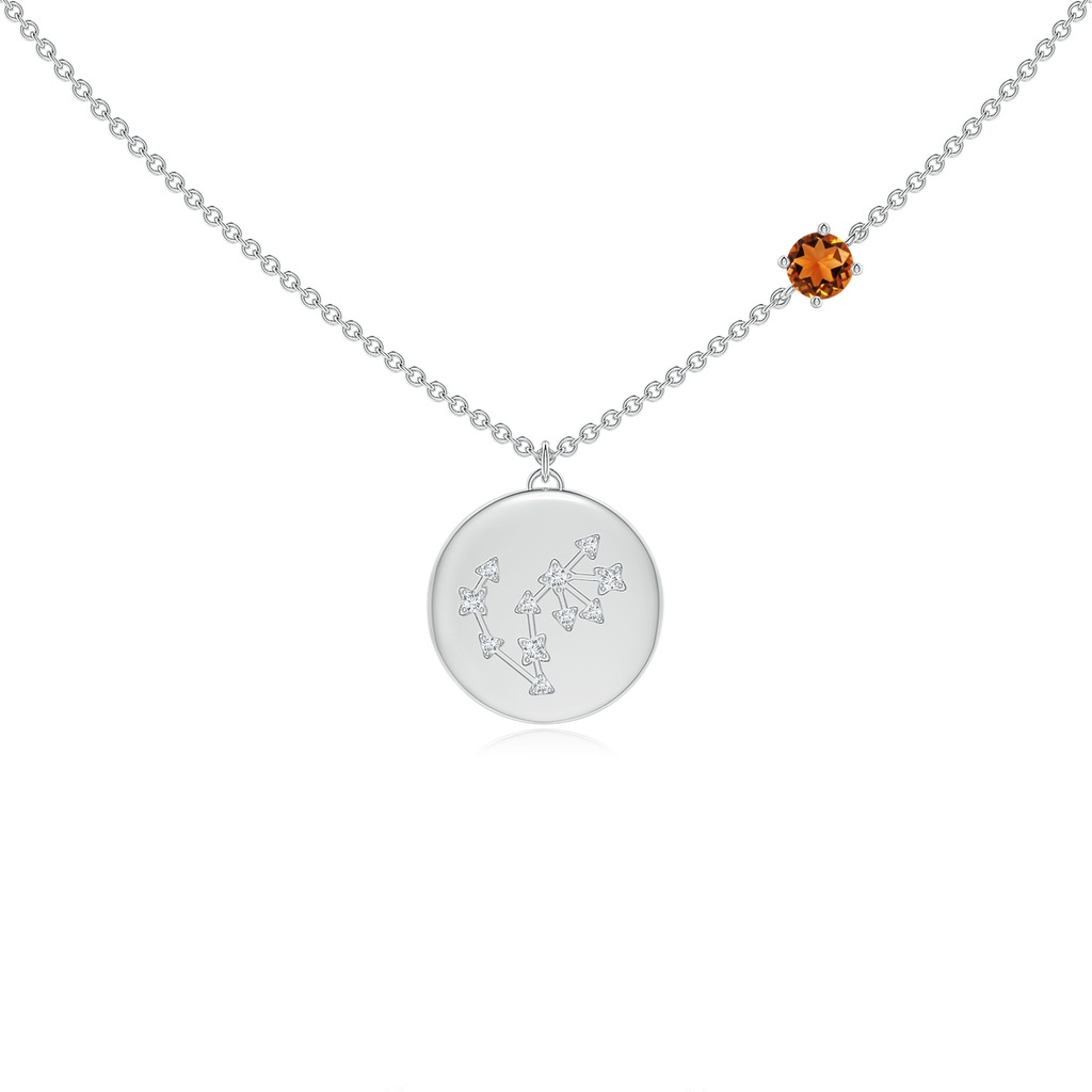 4mm AAAA Citrine Scorpio Constellation Medallion Pendant in White Gold