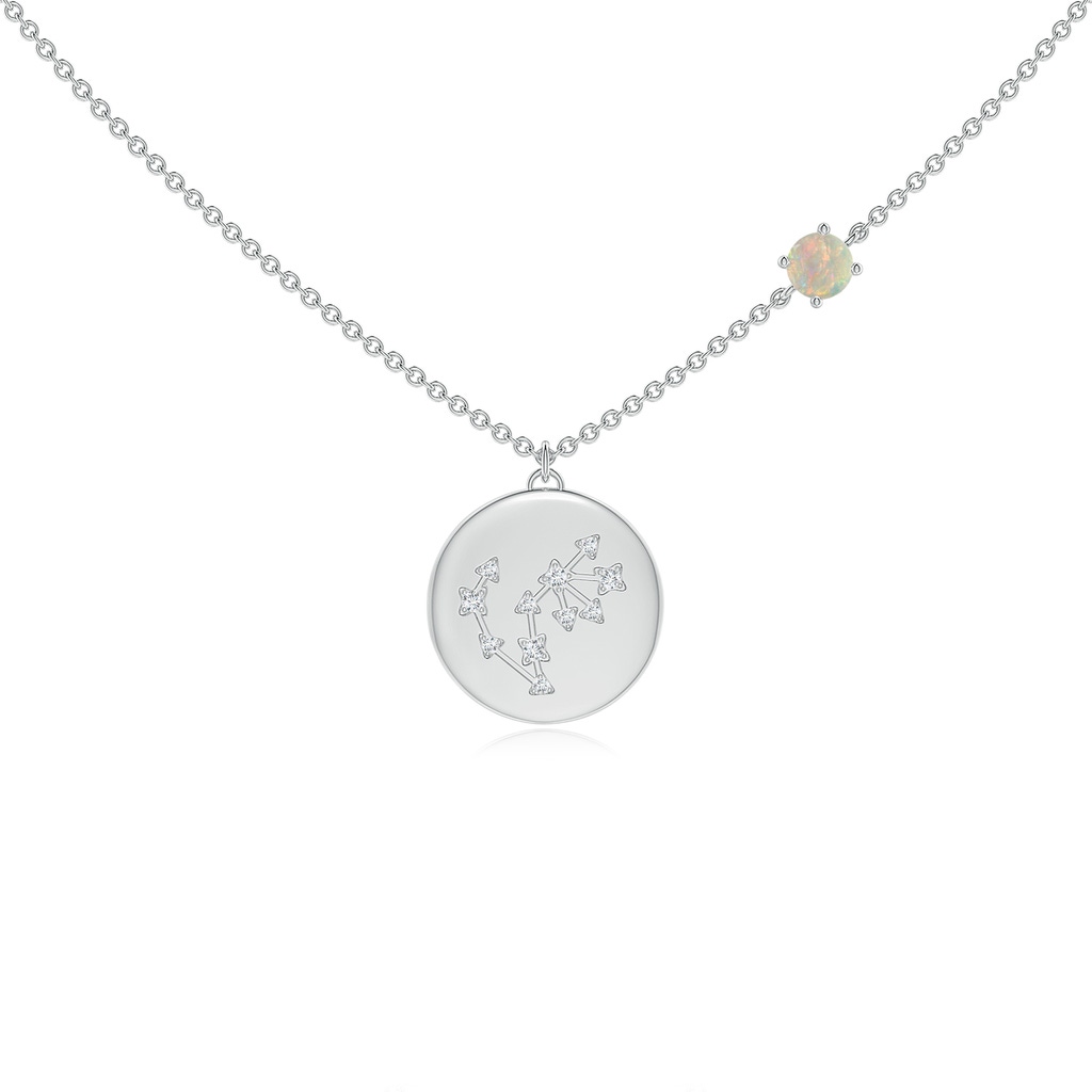 4mm AAAA Opal Scorpio Constellation Medallion Pendant in White Gold