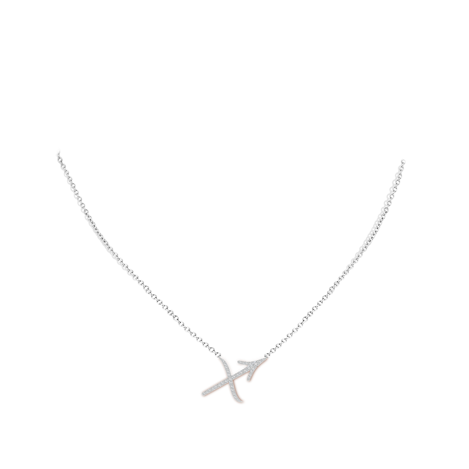 1.5mm HSI2 Diamond Sagittarius Zodiac Sign Pendant in White Gold body-neck