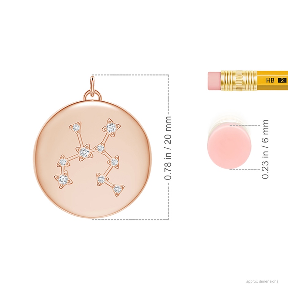 4mm AAA Citrine Sagittarius Constellation Medallion Pendant in Rose Gold ruler