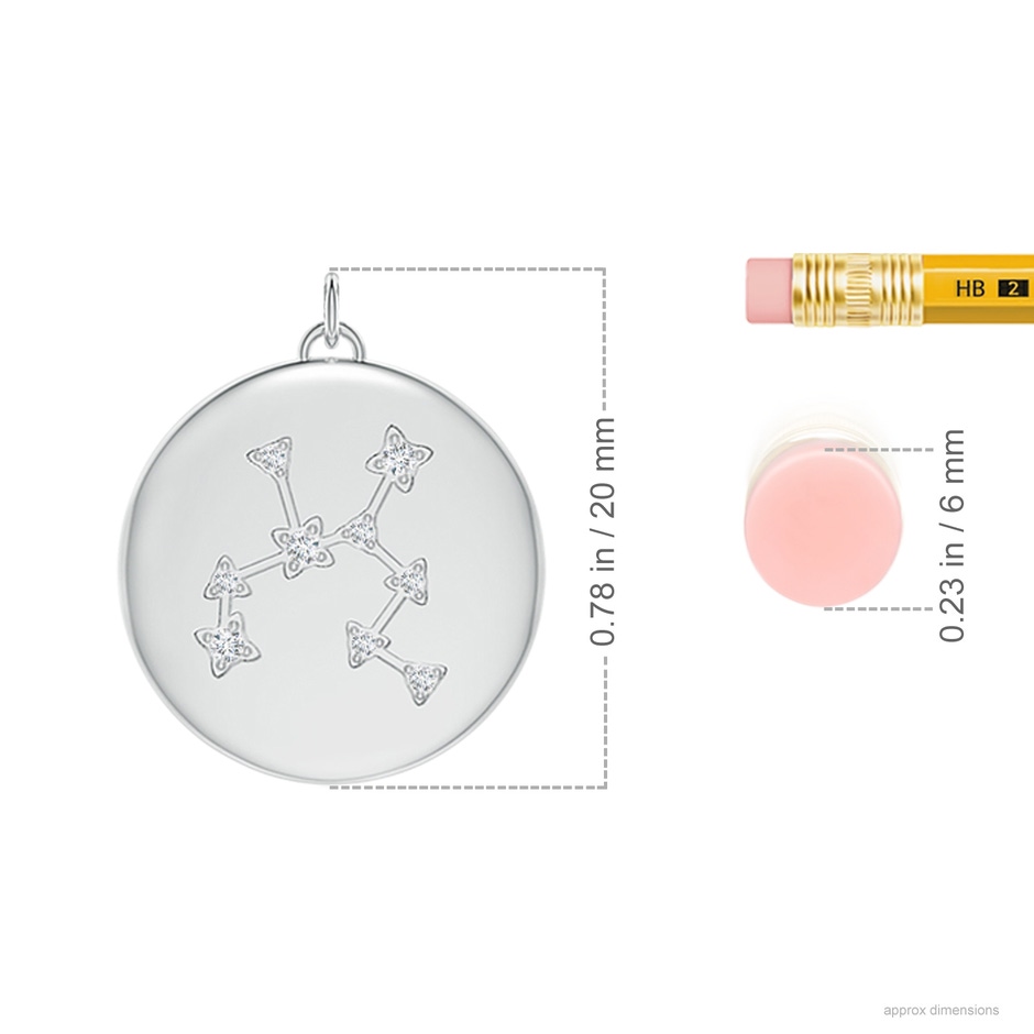 4mm AAA Citrine Sagittarius Constellation Medallion Pendant in White Gold ruler