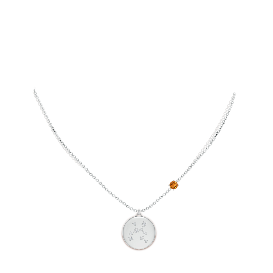 4mm AAA Citrine Sagittarius Constellation Medallion Pendant in White Gold body-neck